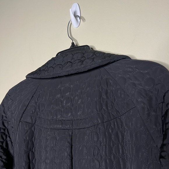 Betsey Johnson Black Quilted Heart Button Back Bow Babydoll Jacket Coat - Picture 14 of 16